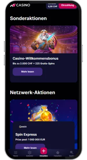NV Casino Willkommensbonus im Profil vor der Einzahlung aktivieren
